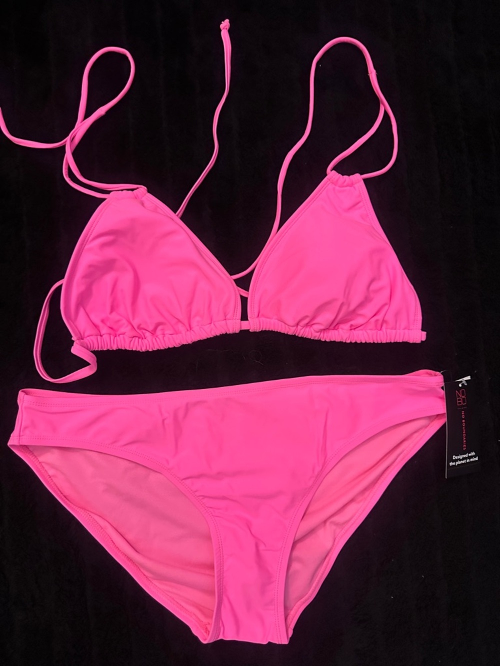 No Boundaries Hot Pink Triangle Bikini Set